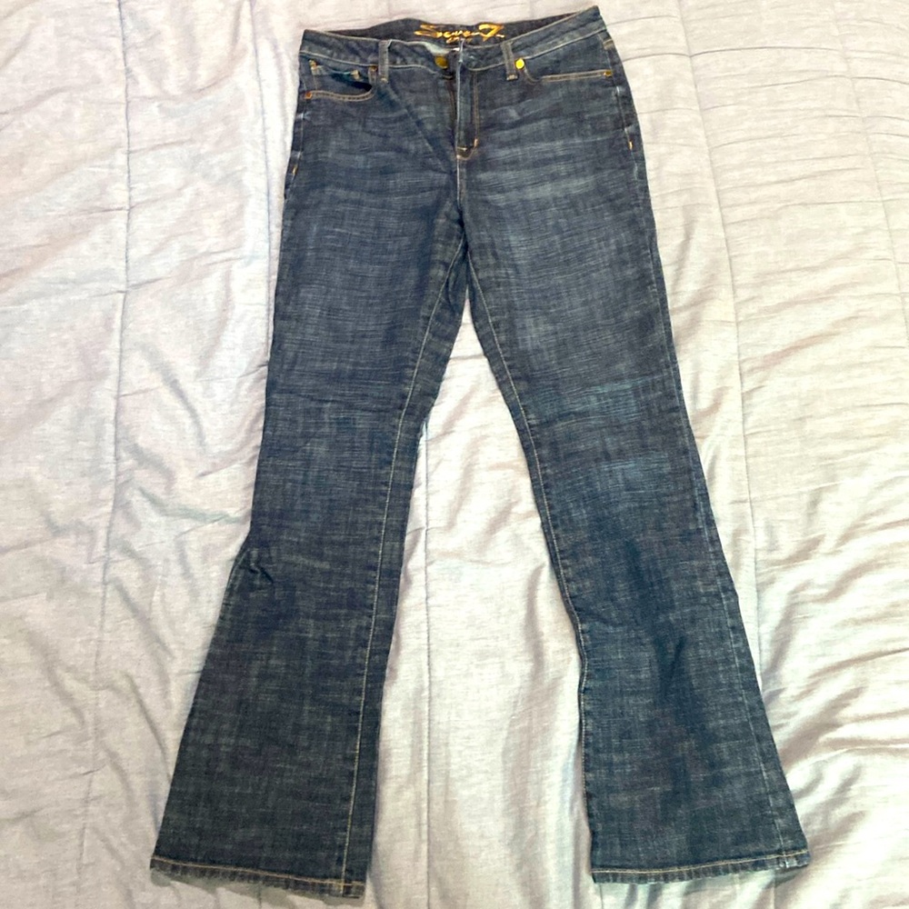 Dark jeans | not super blue | size eight | high rise